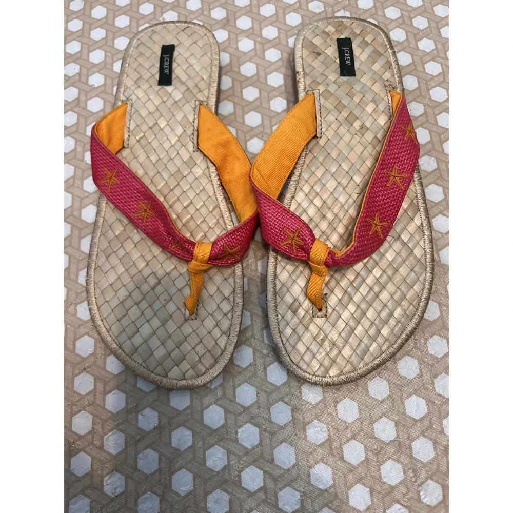 J Crew Basket Weave Insole Flip Flop Sandals Size 9 Starfish